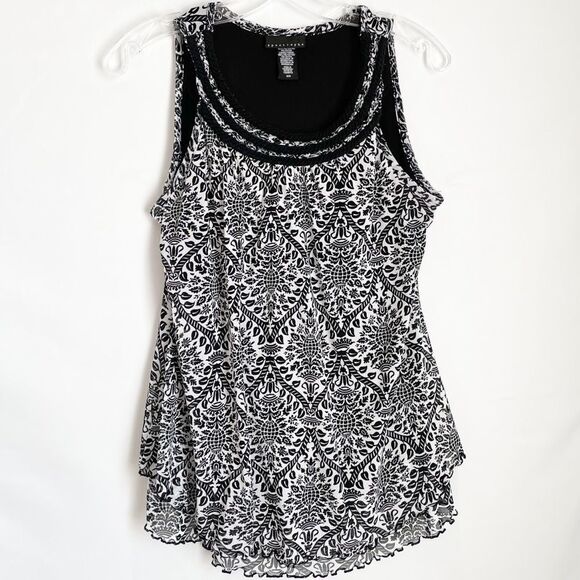 Apostrophe Layered Tank Black & White Size M - Picture 1 of 7